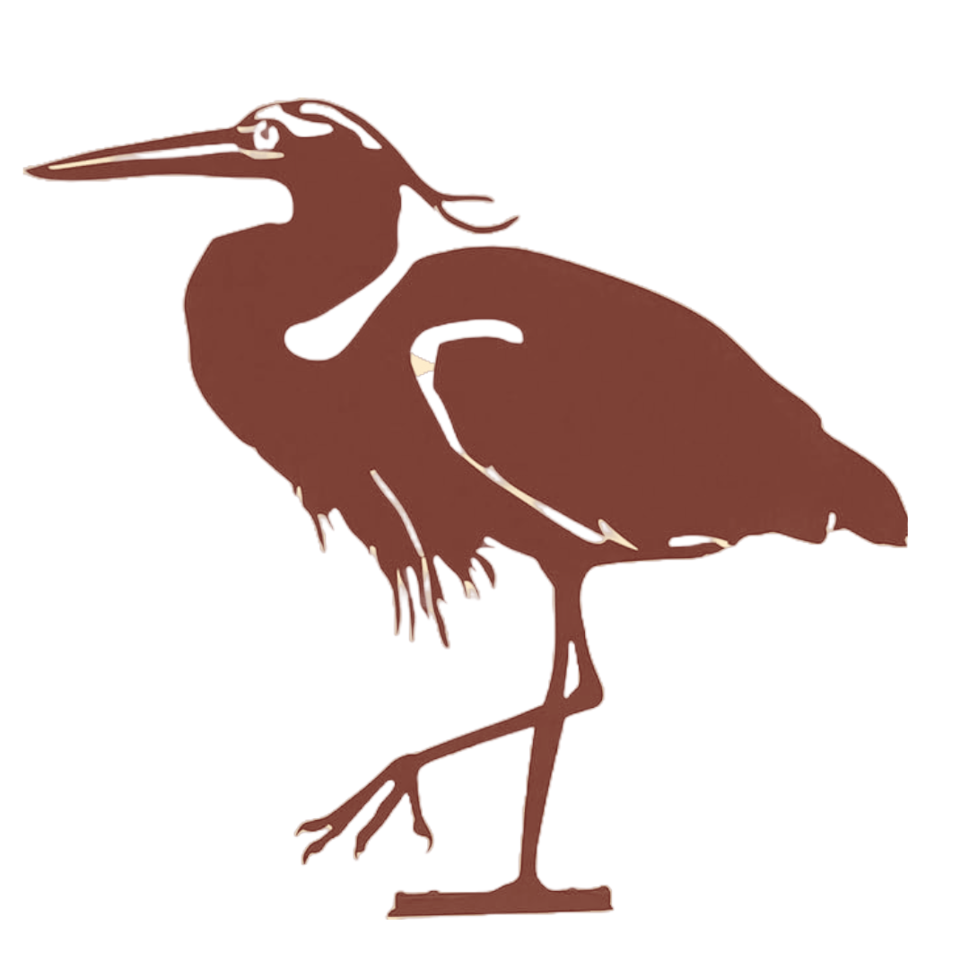 Heron Garden Silhouette with Fixing Plate, Rusted, 45 x 45 x 1.2 cm