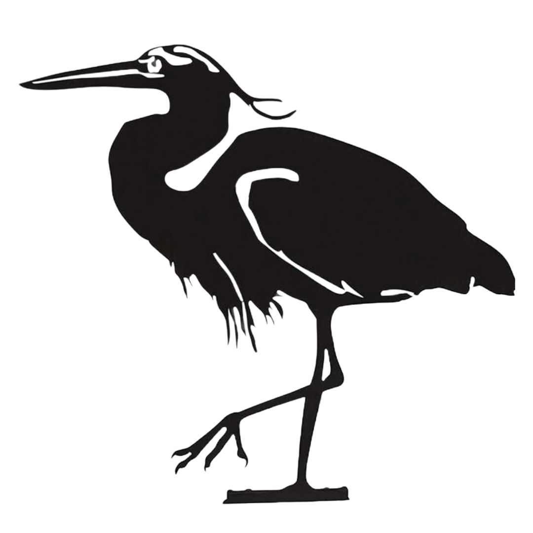Heron Garden Silhouette with Fixing Plate, Black, 45 x 45 x 1.2 cm