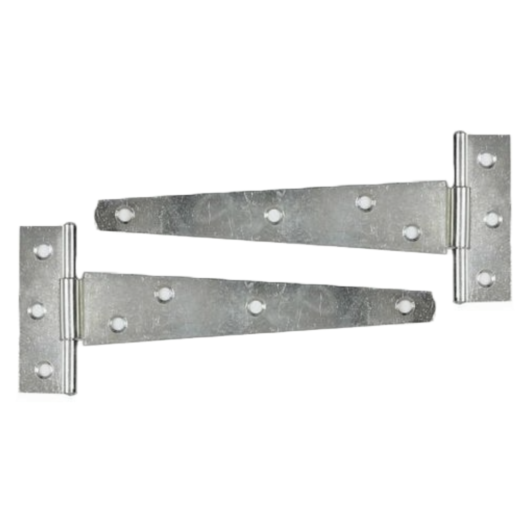 Zinc Plated Tee Hinge Steel Pair 8/10/12/14/16/18/24" Medium Duty T Hinge, Pack of 2