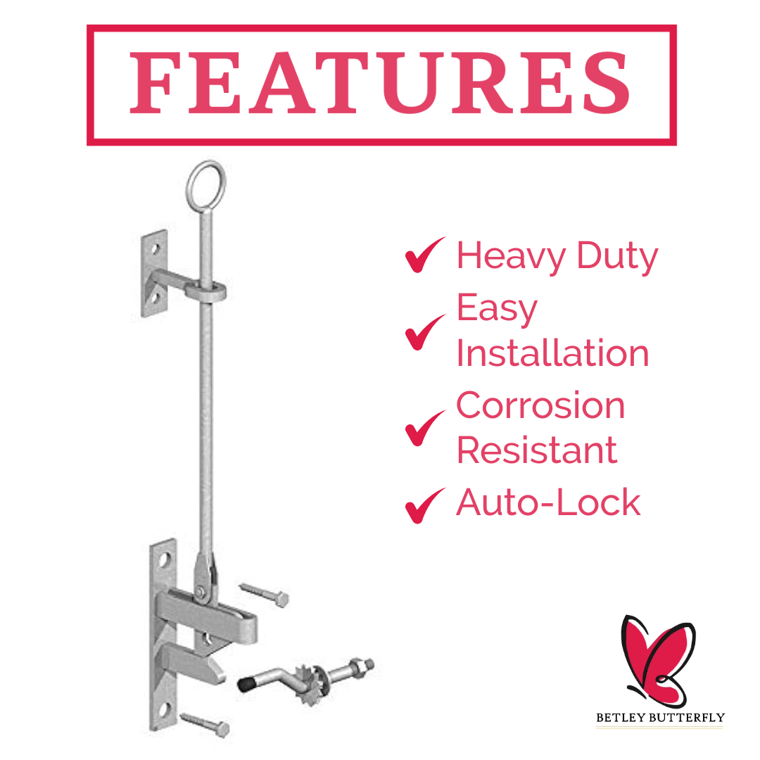 Hunting Lift Gate Catch Self-Locking Auto Latch Kit with Cranked Striker Galvanised
