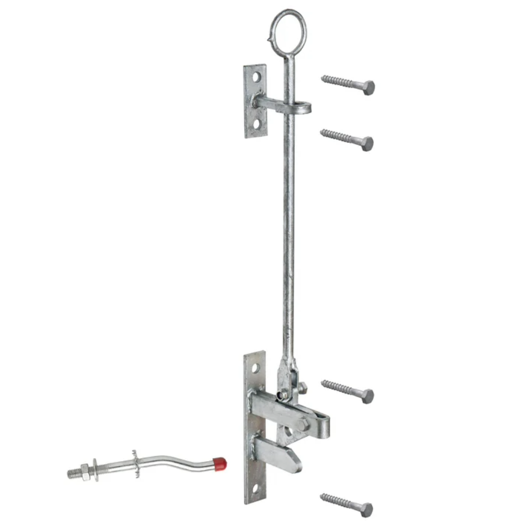 Hunting Lift Gate Catch Self-Locking Auto Latch Kit with Cranked Striker Galvanised