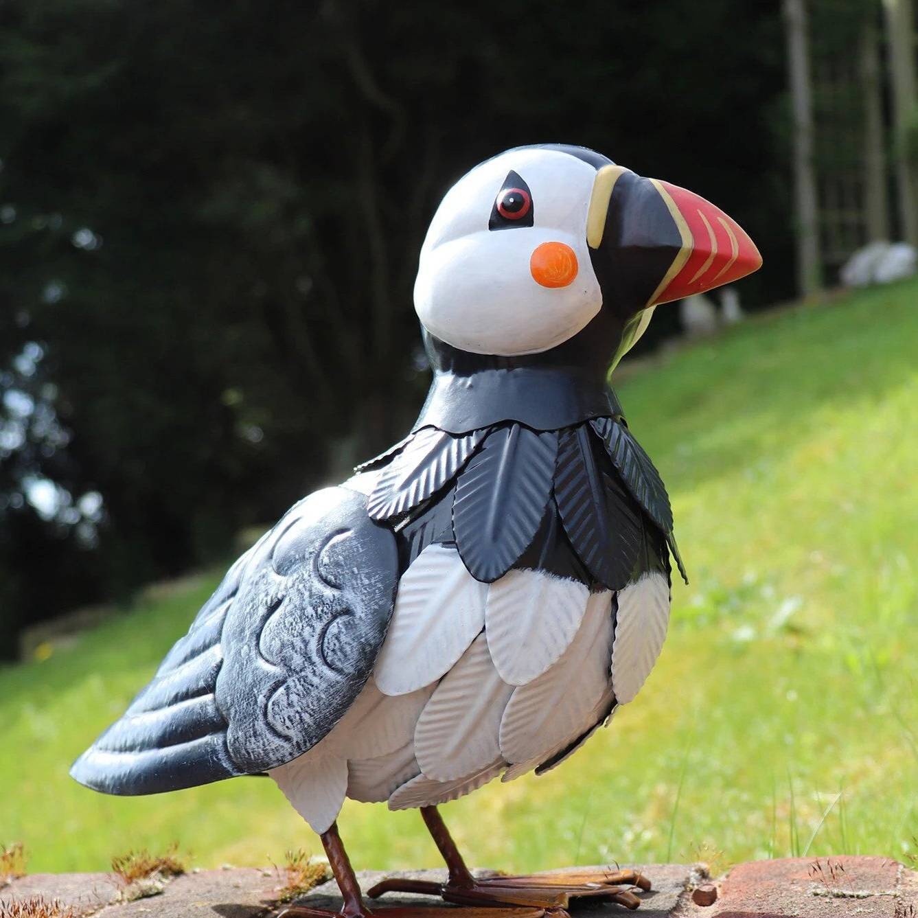 Metal Puffin - Garden Sculpture Ideal Gift - Handmade Outdoor Bird Decoration