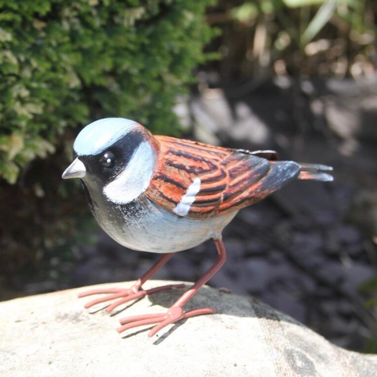Metal House Sparrow Garden Ornament