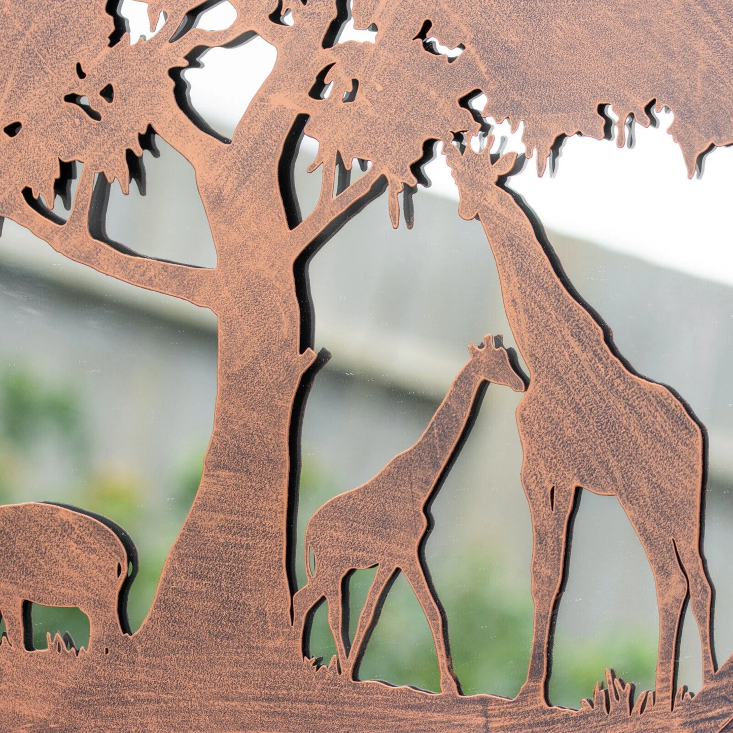 Metal Round African Wildlife Silhouette Mirror