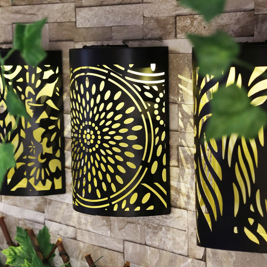 Curved Moroccan Solar Wall Panel LED Light Metal Garden Wall Lights