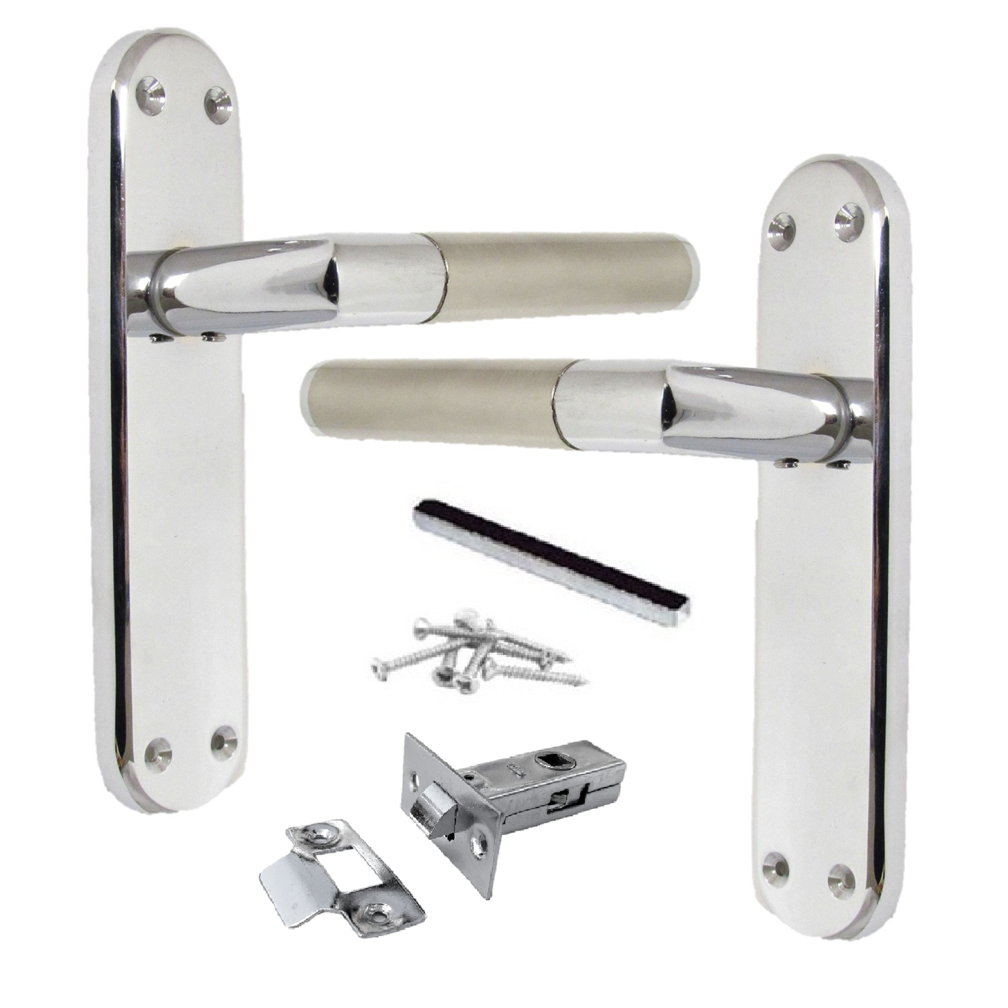 Door Handles Mitred Straight Lever Latch Pack Duo - Chrome Satin 180mm