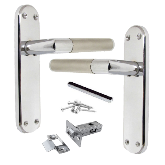 Door Handles Mitred Straight Lever Latch Pack Duo - Chrome Satin 180mm