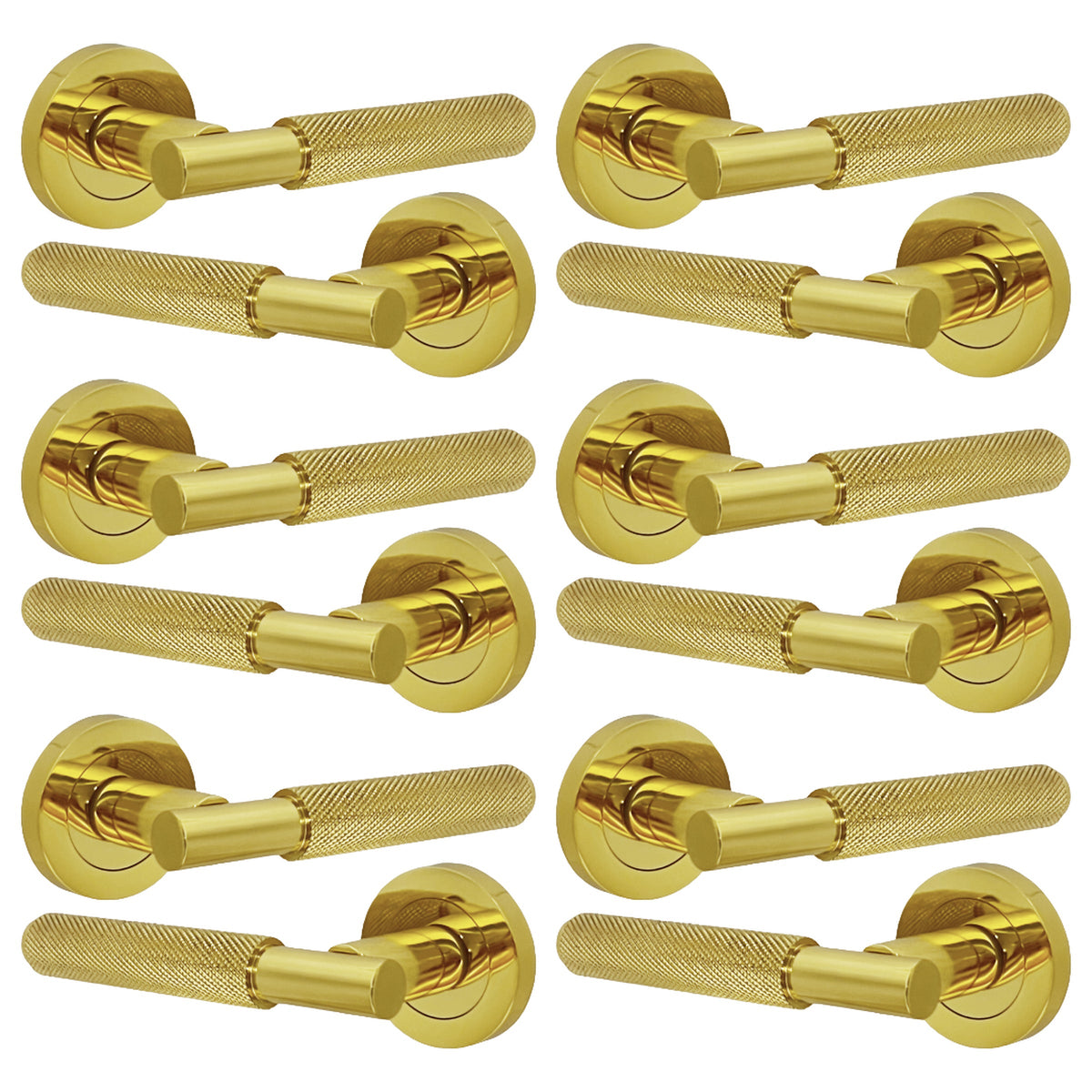 Marketplace JPG companion for Knurled Turning Door Handles Polished Brass Lever on Round Rose Latch Handle Luxe