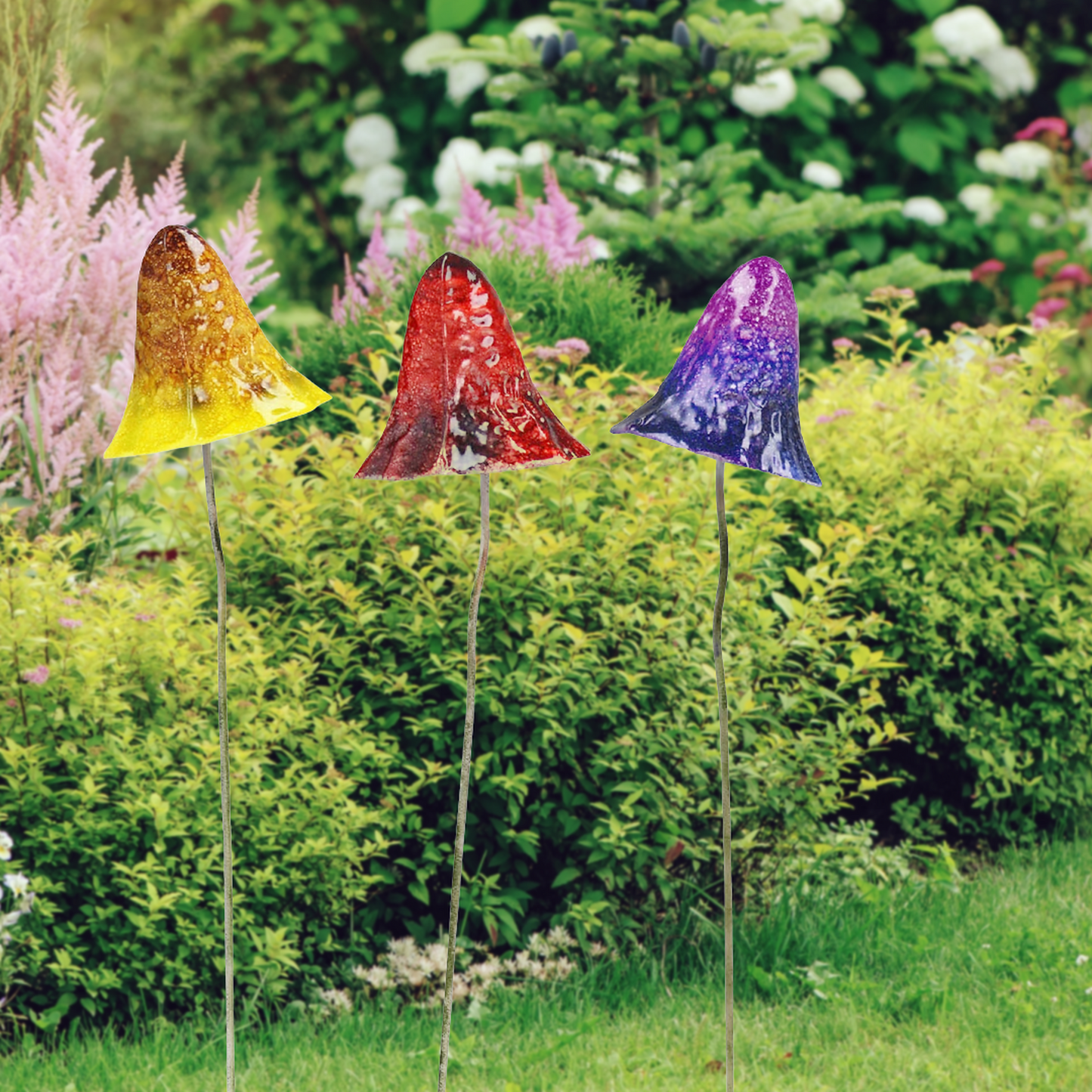 Enchanted Metal Mushroom Garden Stakes