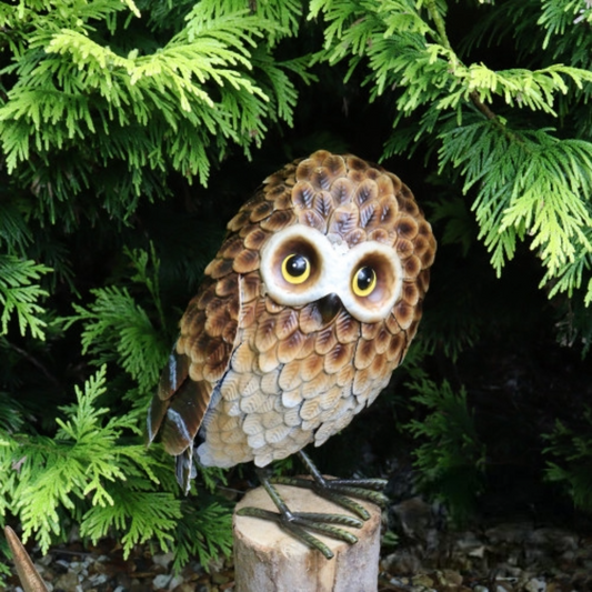 Standing Metal Brown Owl