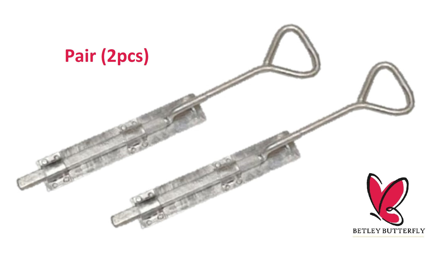 Bow Handle Drop Down Bolt 12" - 24" Gate Garage HEAVY DUTY Black Galvanised