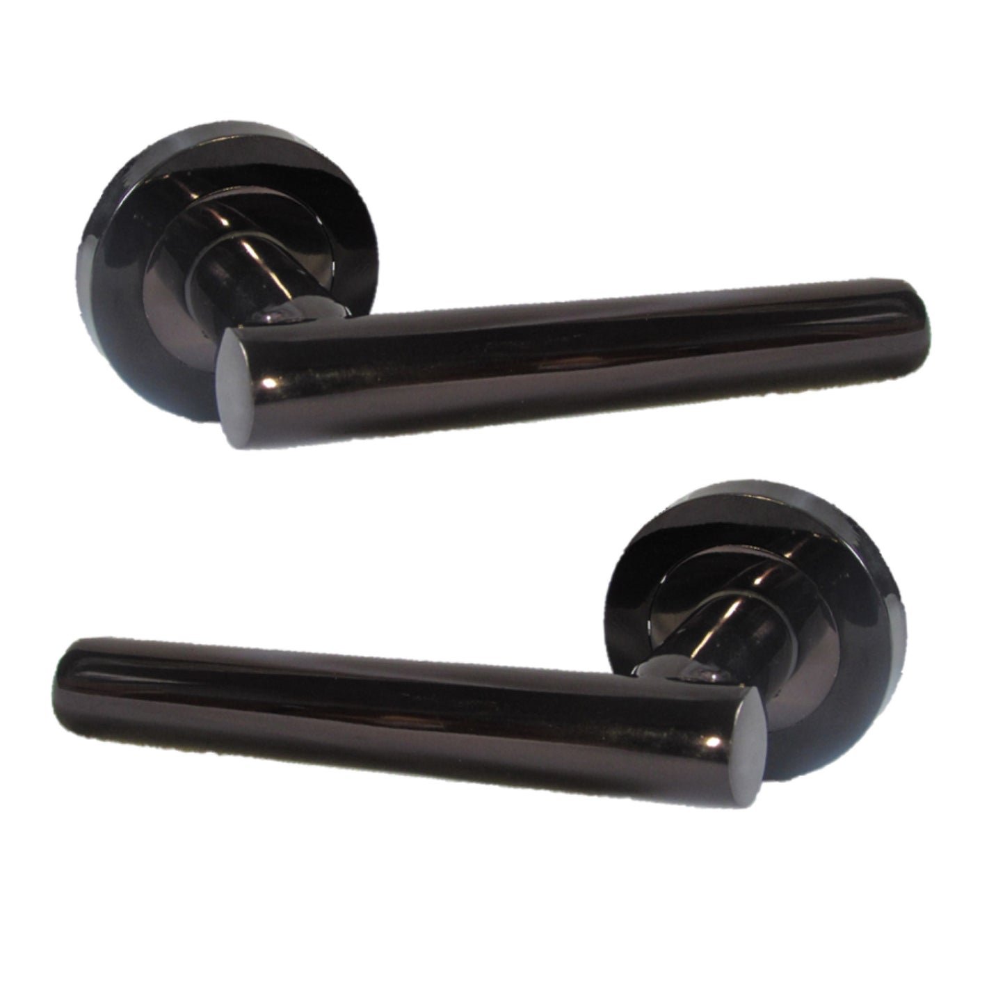 Door Handles T Bar Straight Lever on Rose Latch - Black Nickel 125mm