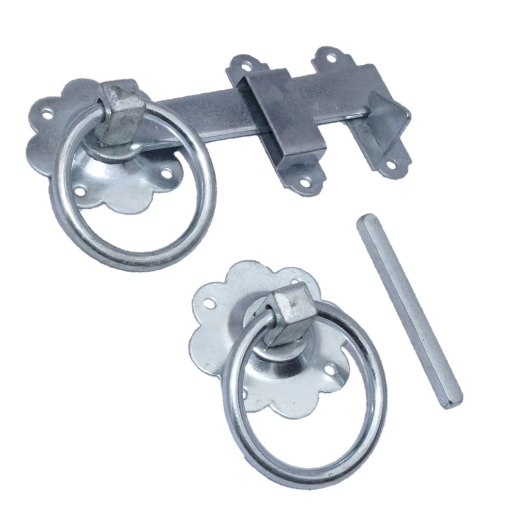 Garden Side Gate Fixing Kit 3x T Hinges Ring Latch Brenton Bolt Set ZINC