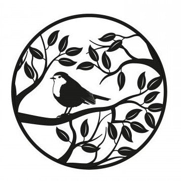 Black Metal Round Robin Silhouette Wall Art