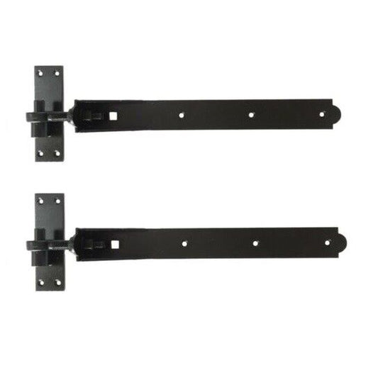 Adjustable Black Hook & Band Gate Hinge Heavy Duty Pair 8"-36"