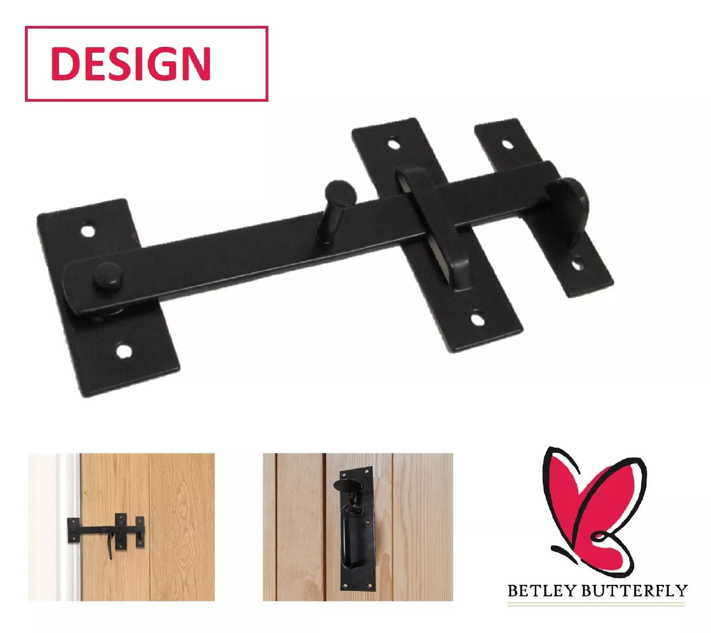 2x Black Suffolk Latch Catch Garden Gate Shed Door Thumb Lock Cottage