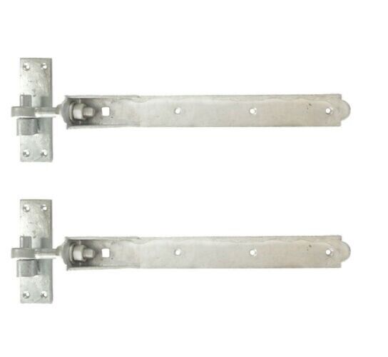 Adjustable Gate Hinges Pair 350mm 14" Galvanised Heavy Duty Hook and Band Stable