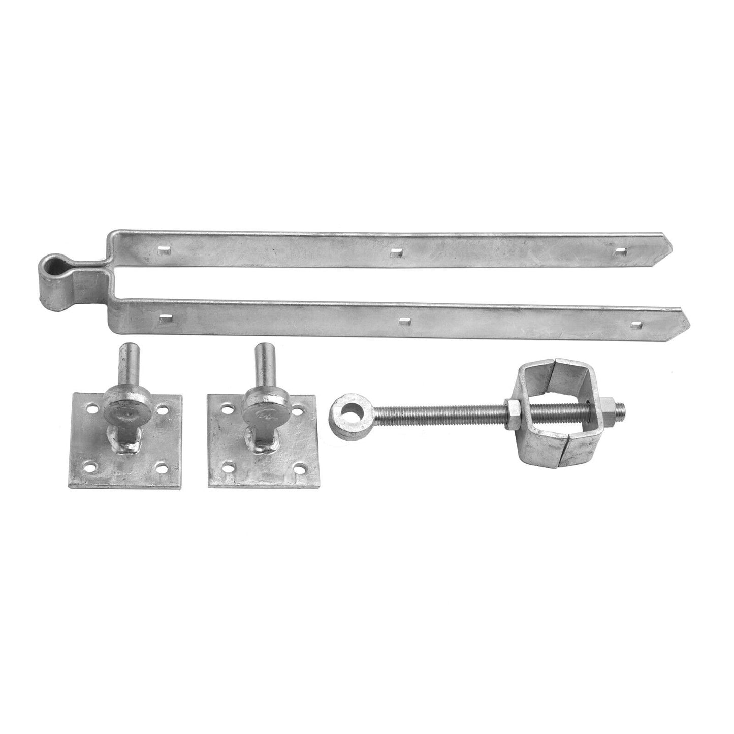 24" 600mm Adjustable Double Strap Field Gate Hinge Hook Plates Set GALVANISED