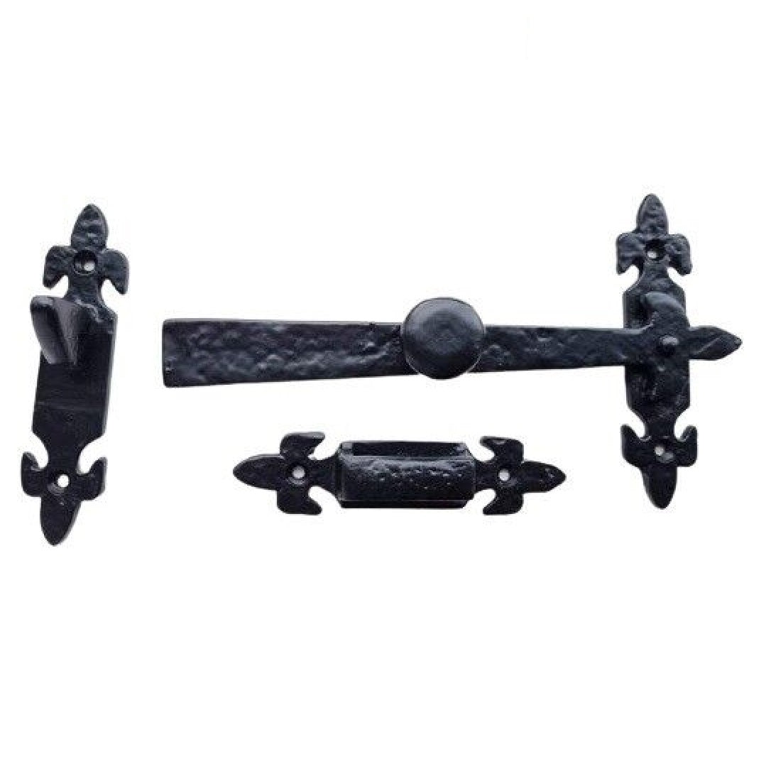 Suffolk Latch Antique Black Fleur De Lys Thumb Latch Cast Iron - Indoor/Outdoor
