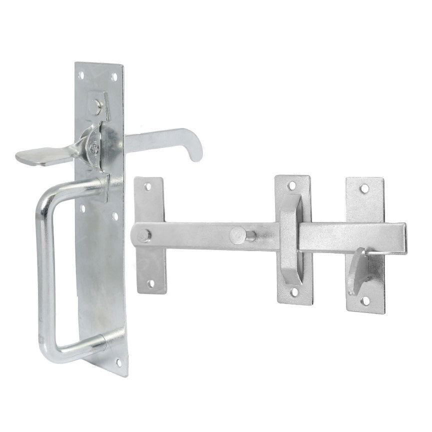 Garden Side Gate Fixing Kit 3x T Hinges Suffolk Latch Brenton Bolt Set ZINC
