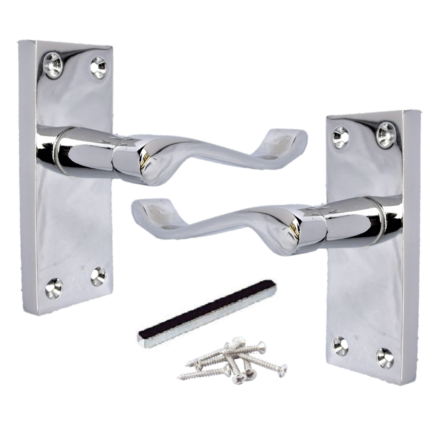 Door Handles Victorian Scroll Lever Latch - Chrome 118 x 40mm