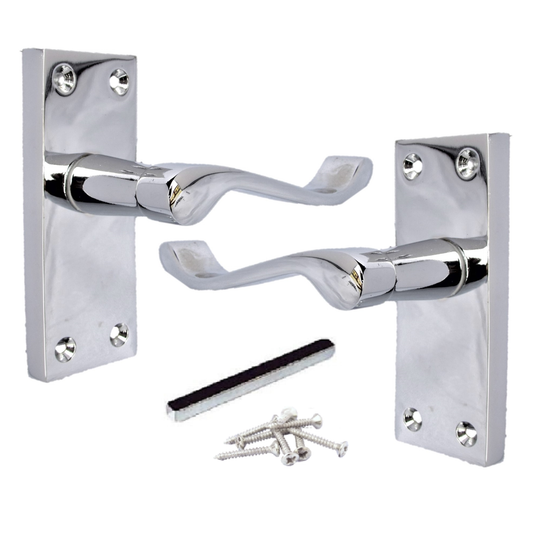 Door Handles Victorian Scroll Lever Latch - Chrome 118 x 40mm