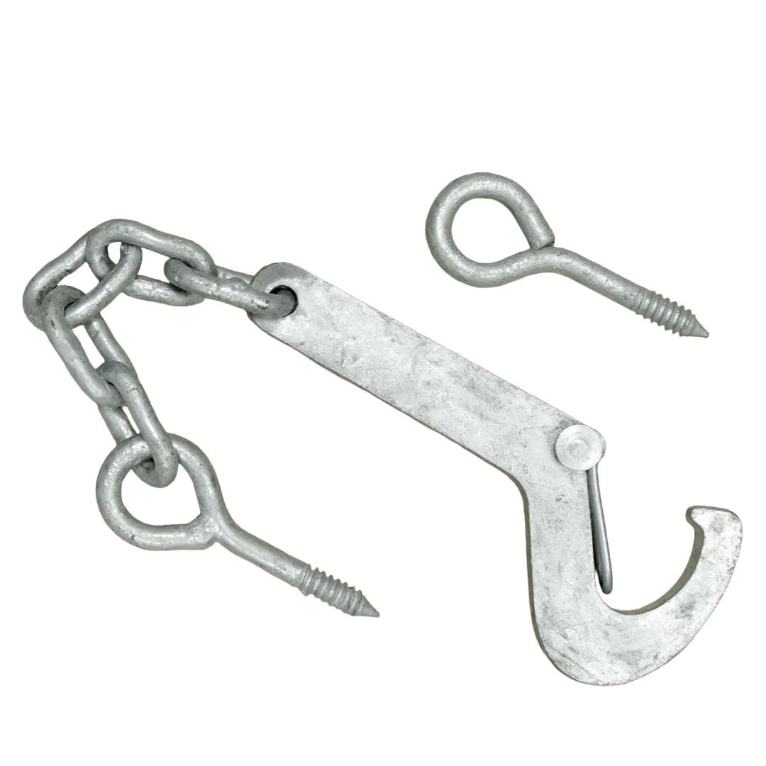 Safety Hook & Eye Gate Latch, Galvanised Steel Animal-Safe Catch for Outdoor Gates