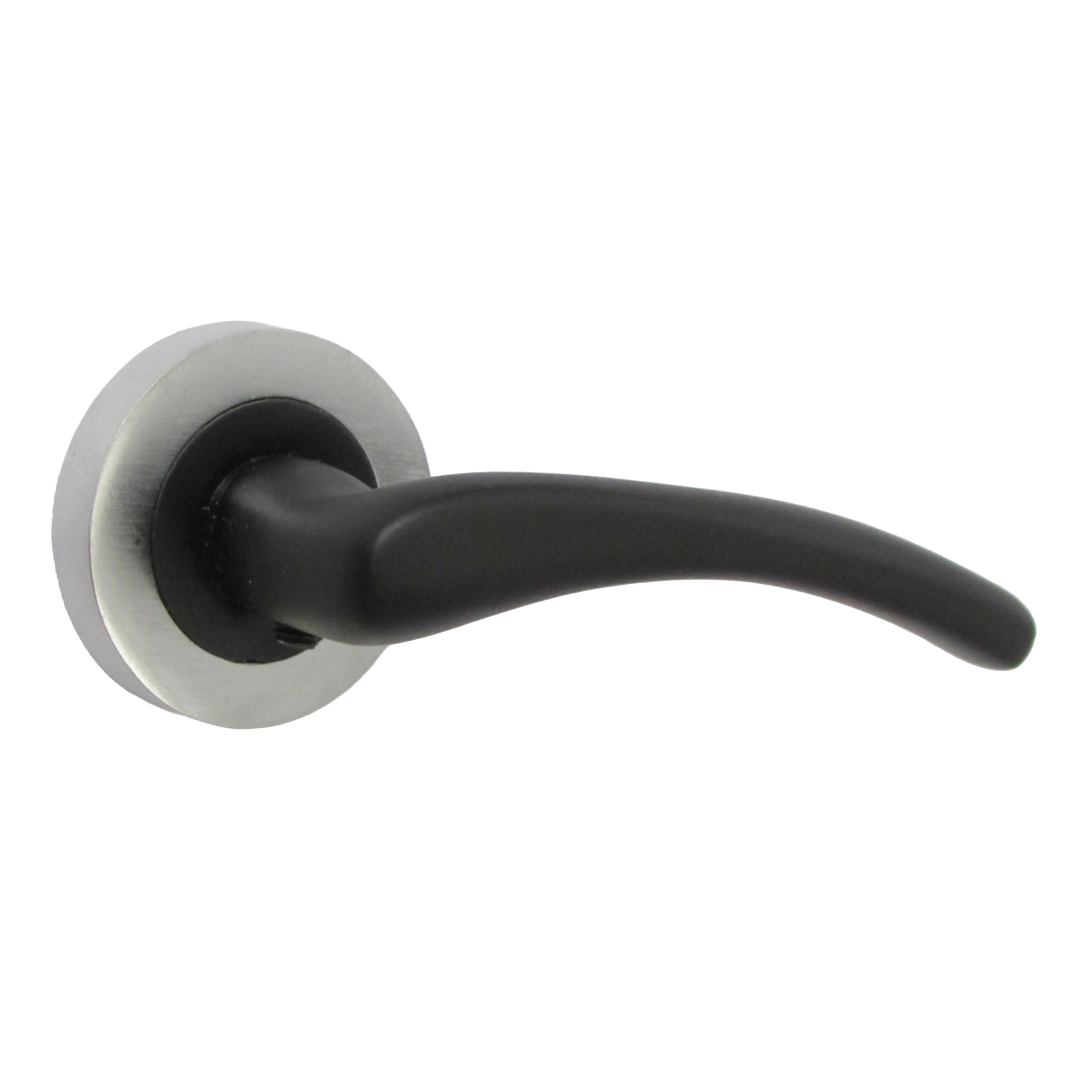Zena Door Handle Modern Matt Black Lever Satin Chrome Rose Internal + Latch & Hinges