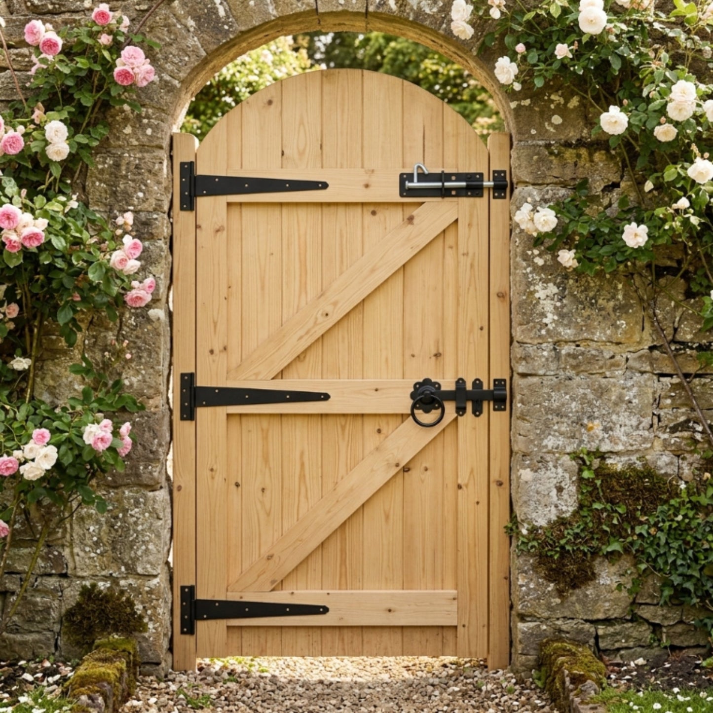 Marketplace JPG companion for Garden Side Gate Fixing Kit 3x Tee Hinges Ring Latch & Brenton Bolt Set Black Powder Coated 8" – 18"
