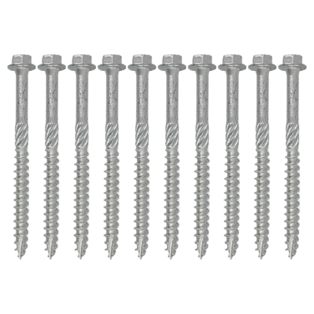 Hex Head Timber Screws 10 x 100mm Flanged Thread Cutting , Pack of 50
