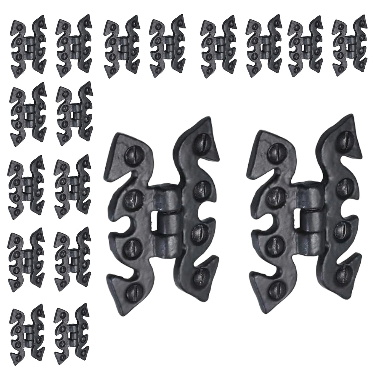 Marketplace JPG companion for Antique Black Cabinet Butterfly Hinges 70mm X 45mm, Cast Iron Snake Cupboard Hinges with Fixings