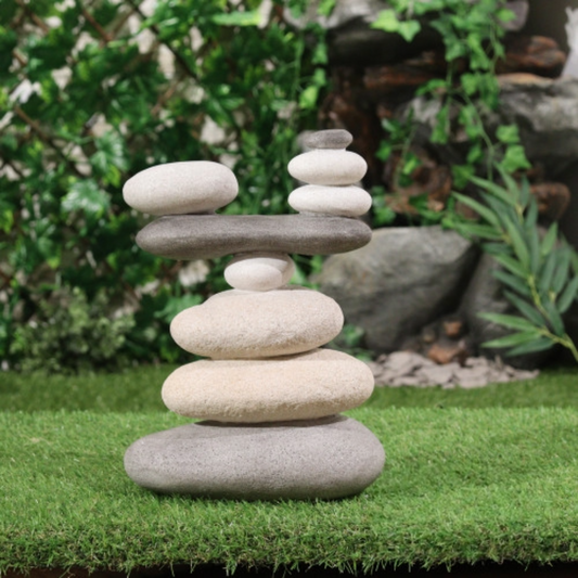 Stone Cairn Resin Sculpture Stack of 9 - Balancing stones Zen Sculpture Garden Decoration - Peace Spa Ornament