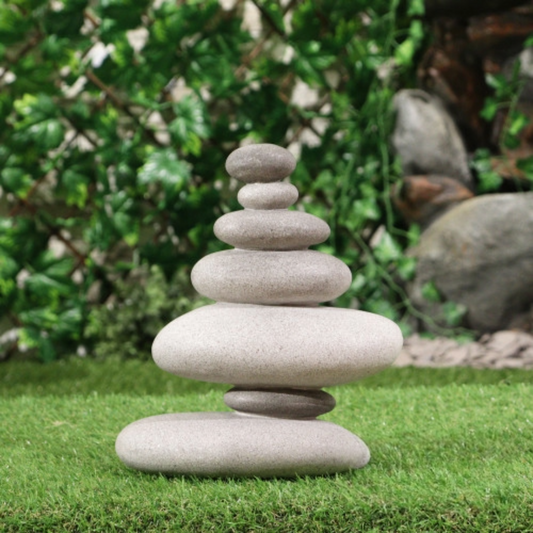 Stone Cairn Resin Sculpture Stack of 7 - Balancing stones Zen Sculpture Garden Decoration - Peace Spa Ornament
