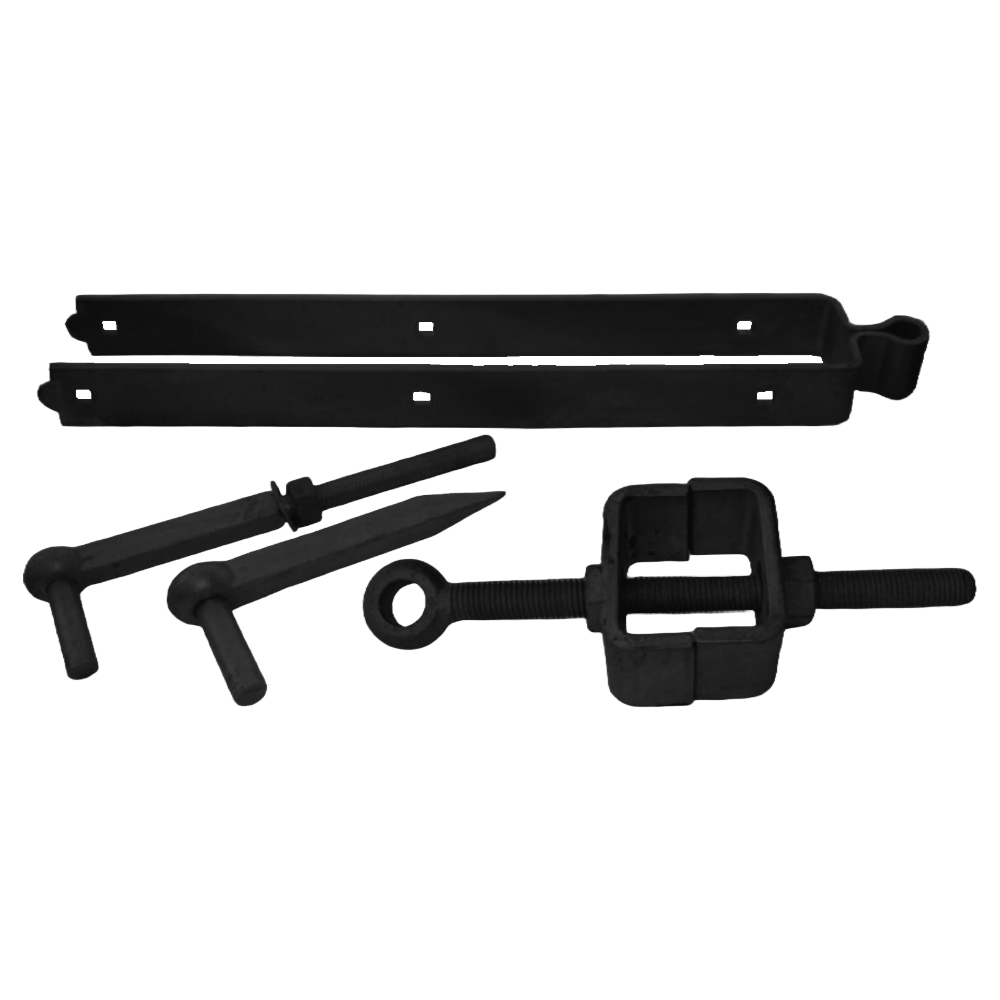 12" 300mm Adjustable Double Strap Field / Farm Gate Hinge Set BLACK