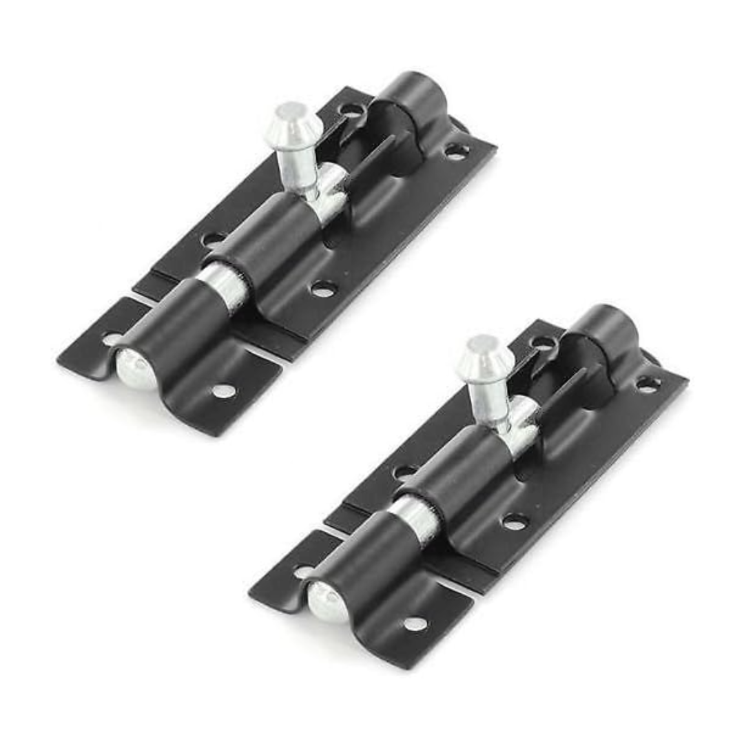 Lot de 2 verrous à pêne dormant noirs de 4 po pour portail, porte, abri de jardin