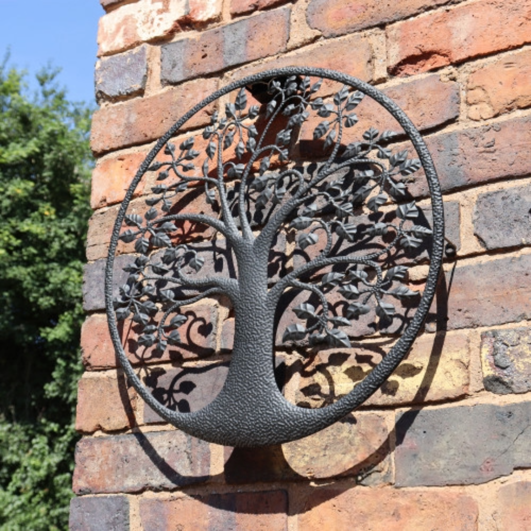 Solar Backlit Tree of Life Silhouette Wall Art - Outdoor Metal Garden Decor