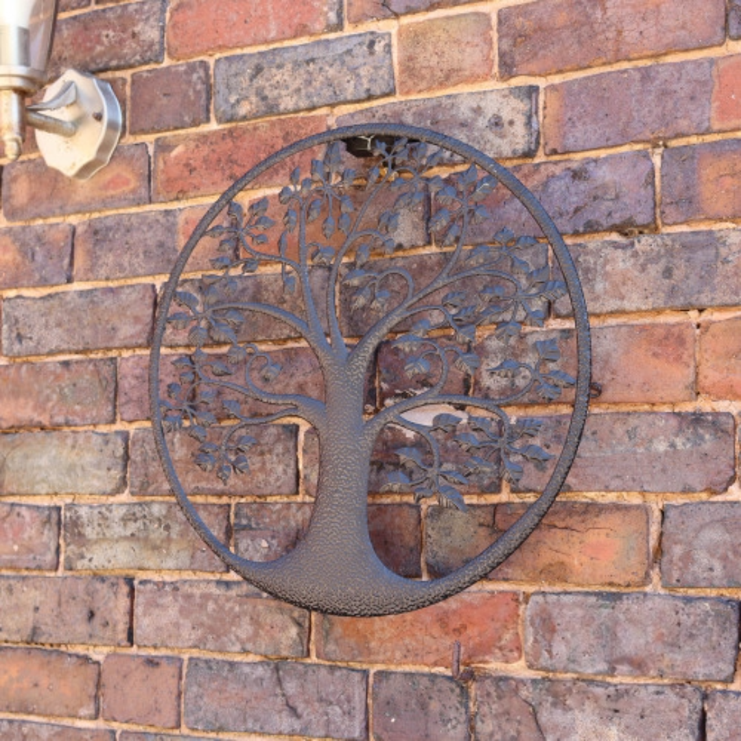 Solar Backlit Tree of Life Silhouette Wall Art - Outdoor Metal Garden Decor