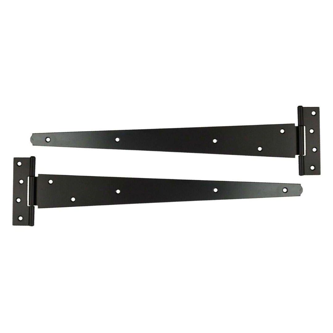 Black Tee Hinge Steel Pair 8/10/12/14/16/18/24" Medium Duty T Hinge, Pack of 2
