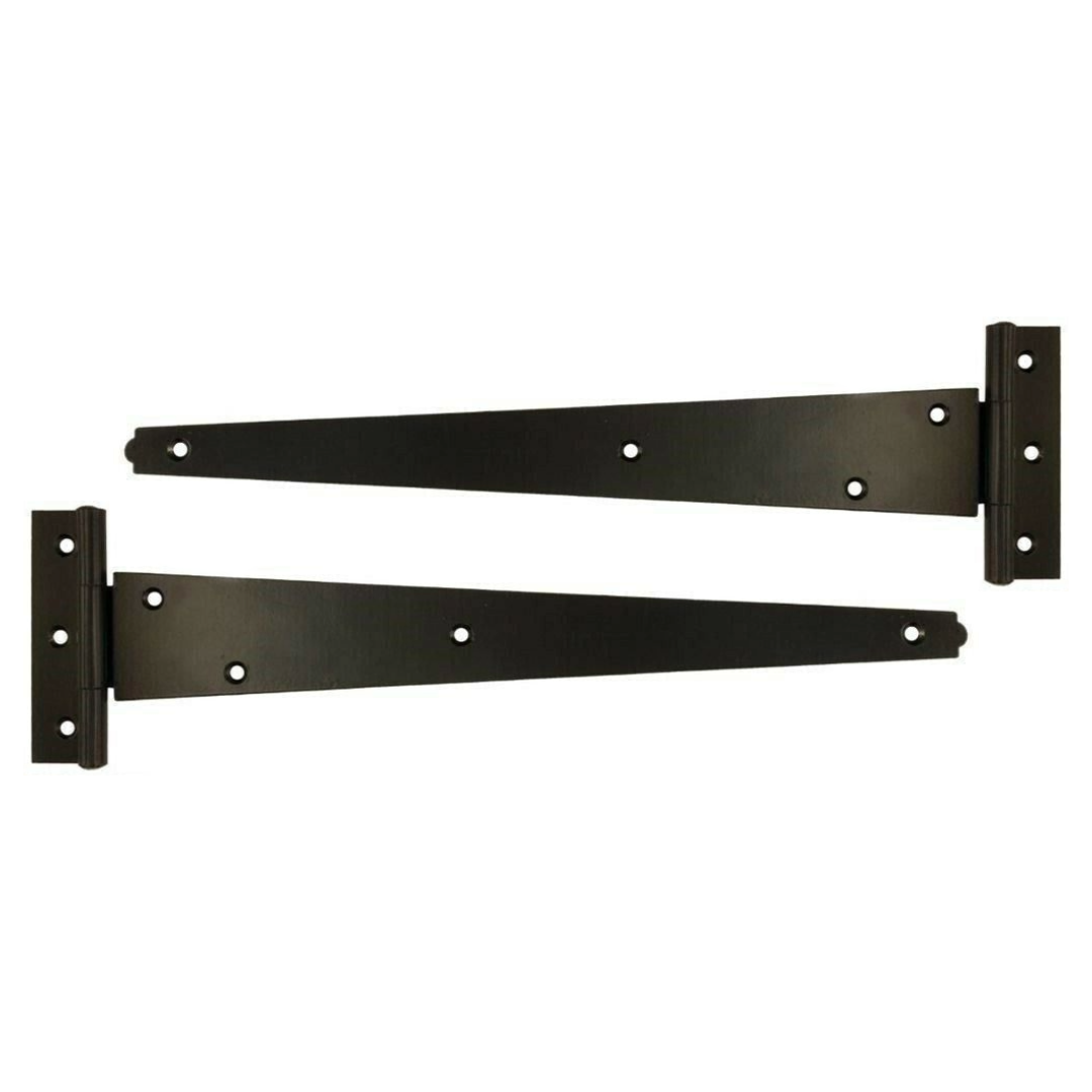 Black Tee Hinge Steel Pair 8/10/12/14/16/18/24" Medium Duty T Hinge, Pack of 2