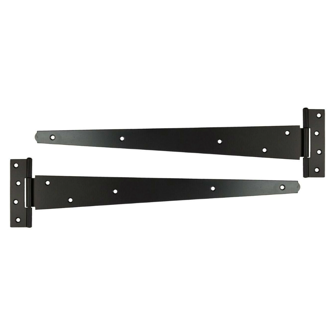 Black Tee Hinge Steel Pair 8/10/12/14/16/18/24" Medium Duty T Hinge, Pack of 2