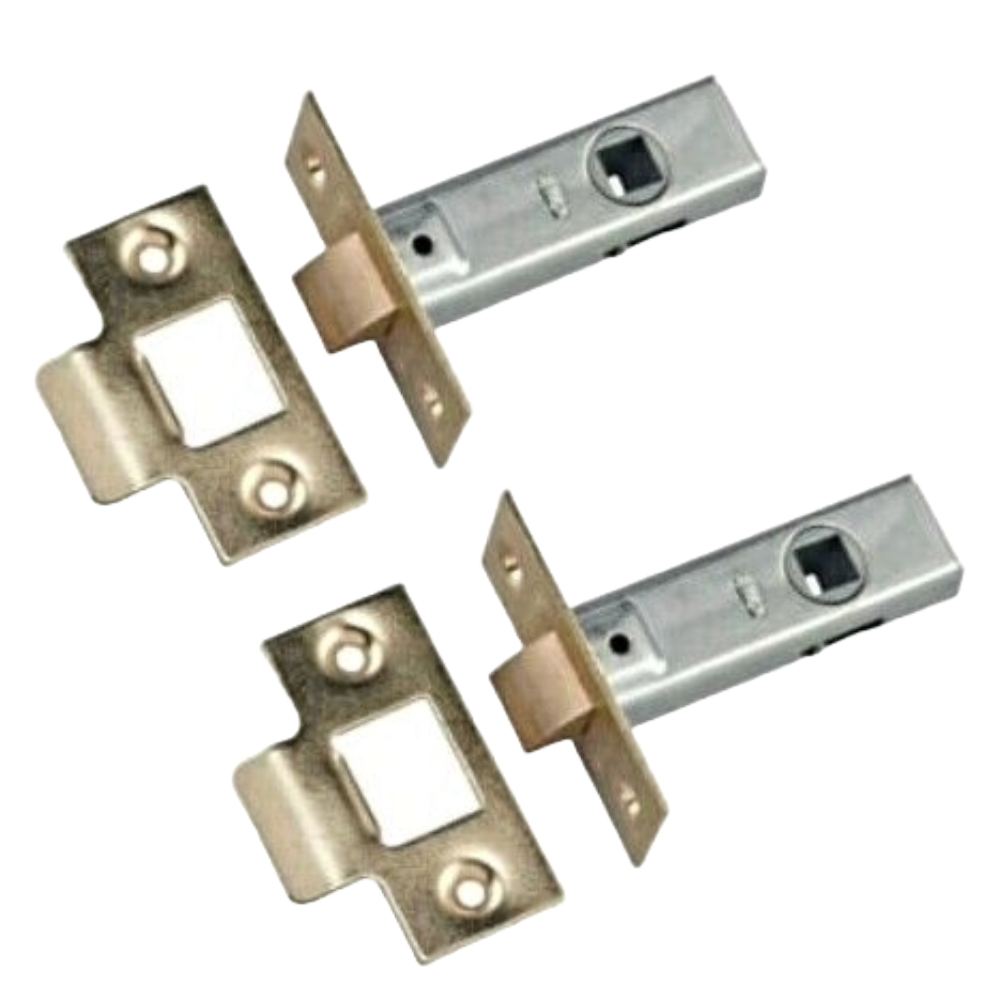 MORTICE TUBULAR LATCH 2.5" 63mm Internal Door Catch Handle BRASS PLATE 1-10