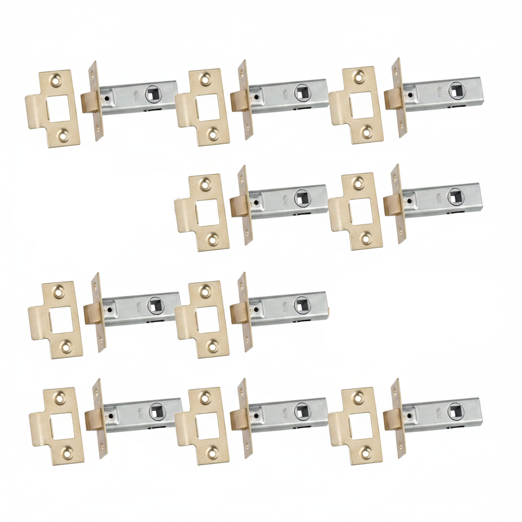Mortice Tubular Gate Latch 2.5" 63mm Internal Door Catch Handle Brass Plate 1-10