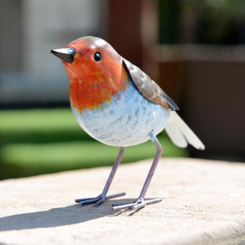 Robin Christmas Garden Ornament Hand Painted Metal Redbreast Bird XMAS Tree Statue Decoration Gift