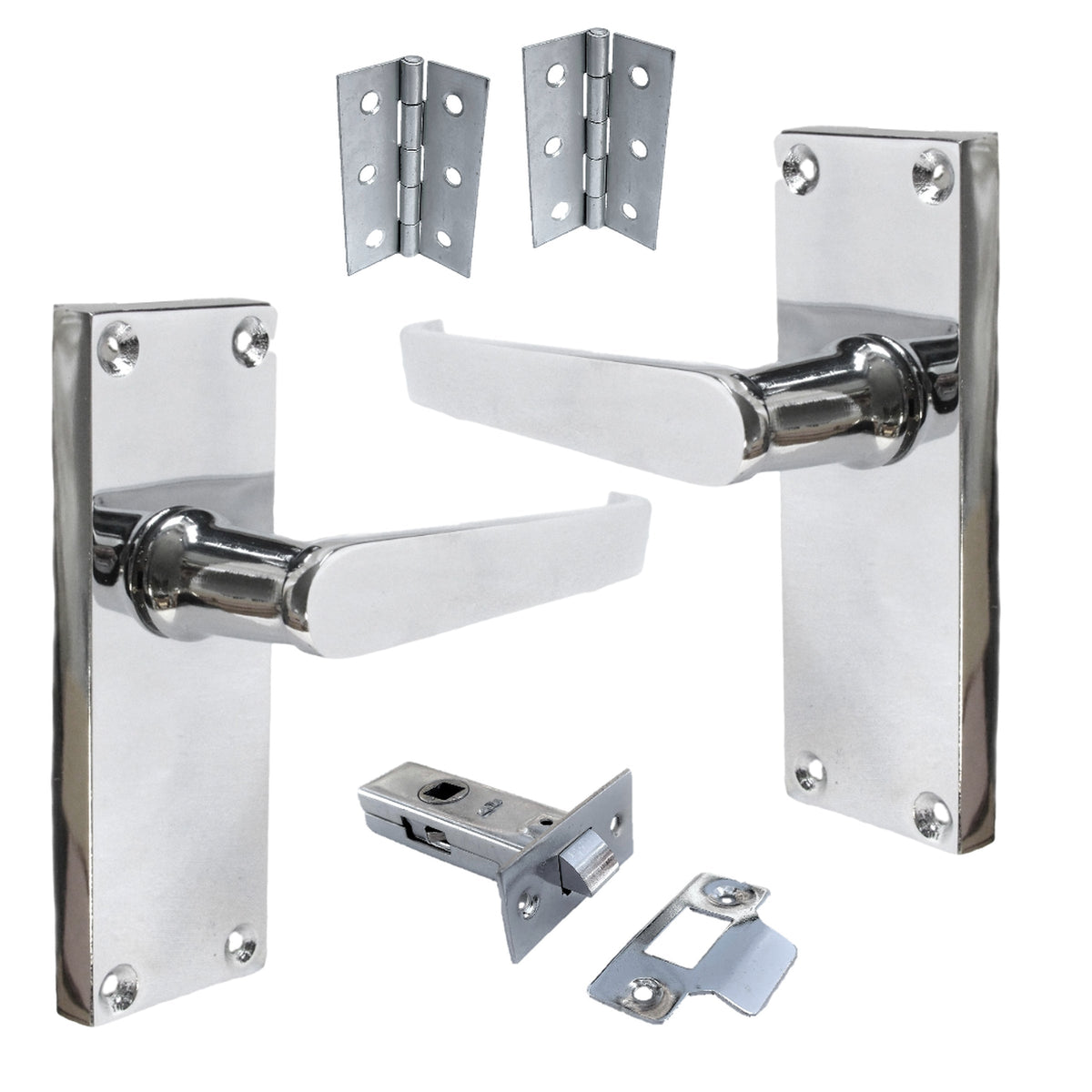 Marketplace JPG companion for Door Handles Victorian Straight Lever Chrome Hinges & Latch Pack Set 120 X 42mm - 3"