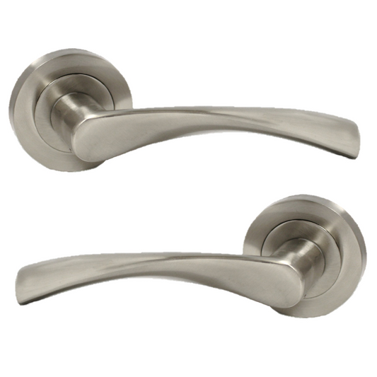 Astrid Door Handles Latch Twist Lever on Rose - Satin 120mm