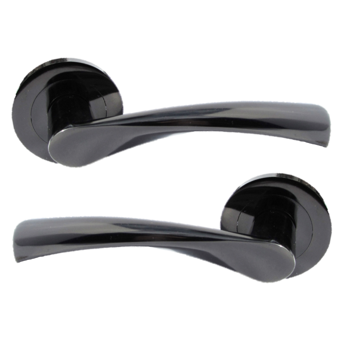 MULTIPACK Astrid Door Handles Latch Twist Lever on Rose - Black Nickel 120mm
