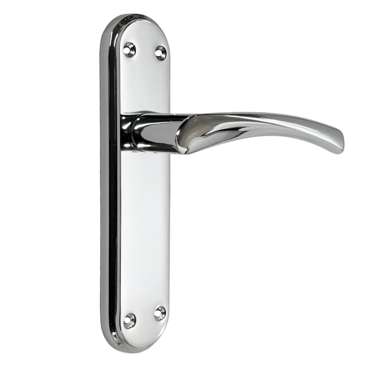 Marketplace JPG companion for Genova Door Handles Polished Chrome Twist Lever Latch on Modern Marina Backplate