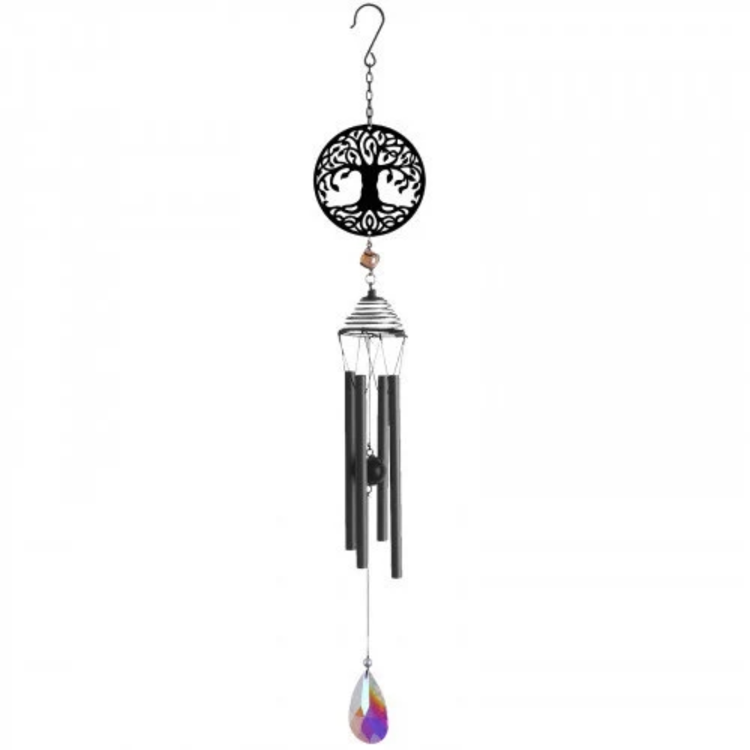 Silhouette Tree of Life Wind Chime - Black