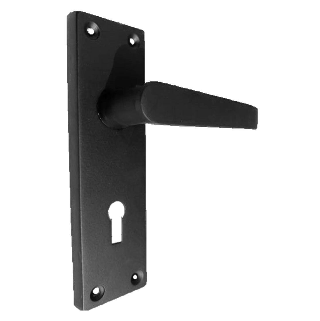 Door Handles Victorian Straight Lock Handle - Matt Black 150 x 40mm