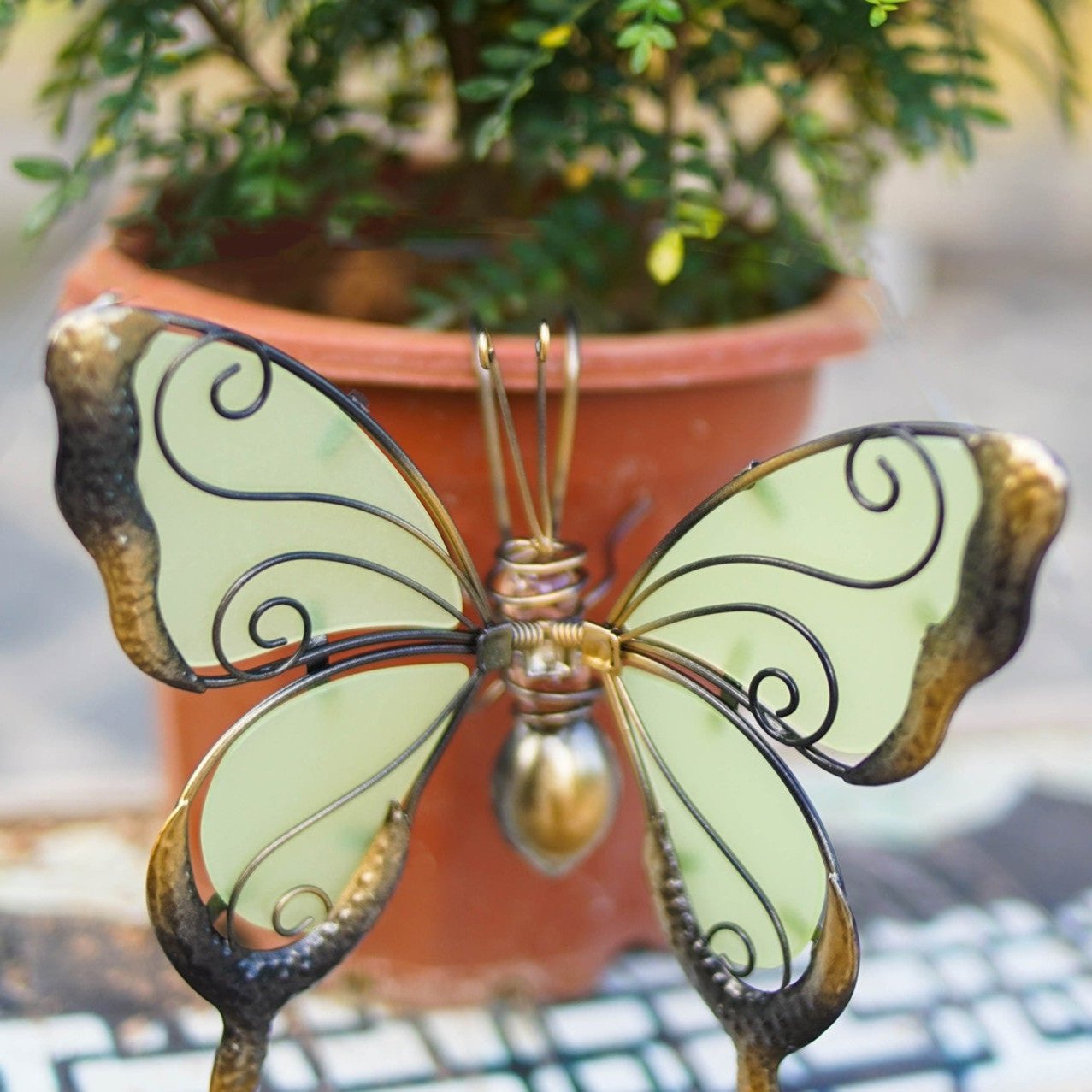 Glass Wing Glow in the Dark Dragonfly Butterfly Pot Hanger